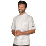 Isacco veste de chef homme dubai blanc  manche courte 65% polyester 35% coton