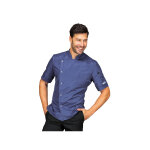 Isacco veste de chef unisexe  manches courtes belfast bleue 100% polyester superdry