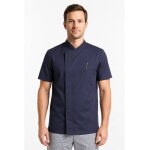 Isacco veste de chef unisexe � manches courtes franklin bleue 97% coton 3% spandex