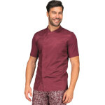 Isacco veste de chef unisexe � manches courtes franklin bordeaux 97% coton 3% spandex