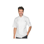 Isacco veste de chef unisexe  manches courtes helsinki slim blanche 100% polyester superdry