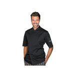Isacco veste de chef helsinki noire slim � manches courtes