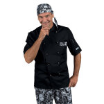Isacco veste de chef unisexe manches courtes skull 12 atlanta noir 65% polyester 35% coton