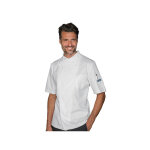 Isacco veste de chef unisexe  manches courtes slim tokyo blanche 65% polyester 35% coton