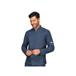 Isacco veste de chef unisexe � manches longues belfast jeans bleue 100% coton