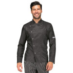 Isacco veste de chef unisexe � manches longues belfast noire 65% polyester 35% coton