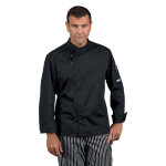 Isacco veste de chef unisexe  manches longues bilbao zipe noire 65% polyester 35% coton