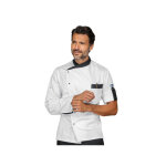 Isacco veste de chef manhattan blanche et noire � manche longues