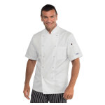 Isacco veste de cuisine blanche manches courtes et boutons pression