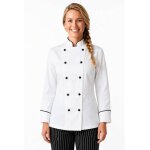 Isacco veste de cuisine femme granchef blanc liser� noir 100% coton