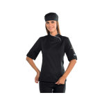Isacco veste cuisine femme manches courtes noire et blanche