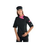 Isacco veste de cuisine femme manches courtes noire et rose