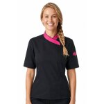 Isacco veste de cuisine femme manches courtes noire et rose