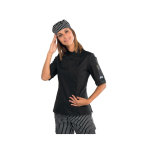 Isacco veste de cuisine noire pour femme  manches courtes