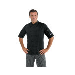 Isacco veste de cuisine noire  manches courtes, coupe slim