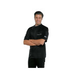 Isacco veste de cuisine tissu anti taches et manches courtes couleur noir
