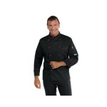 Isacco veste cuisiner coupe slim noire et rouge