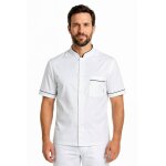 Isacco veste cuisinier manches courtes coreana lavoro blanc noir 100% coton