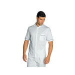 Isacco veste cuisinier manches courtes coreana lavoro blanc noir 100% coton