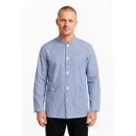 Isacco veste homme col mao coreana blanc ray� bleu 100% coton