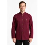 Isacco veste homme col mao coreana rouge ray� noir 100% coton