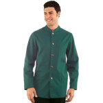 Isacco veste homme col mao coreana vert ray� noir 100% coton