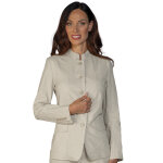Isacco veste professionnelle col mandarin nairobi lin femme beige