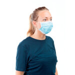 Mutexil masque filtrant non tissé à élastiques avec barrette nasale 3 plis bleu - boite de 50 Mutexil masque filtrant non tissé à élastiques avec barrette nasale 3 plis bleu - boite de 50