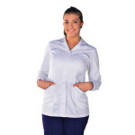 My blouse tunique blanche liserets bleu manches longues barbara