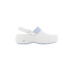 Safety jogger sabot hospitalier  talon en cuir blanc et bleu sheila