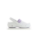 Safety jogger sandy sabot hospitalier  talon en cuir blanc et parme