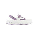 Sabot h�pital en cuir blanc et parme avec bride r�glable safety joggercarly