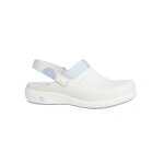 Sabot professionnel en cuir blanc et bleu doria safety jogger
