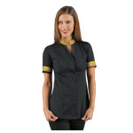 Tunique esth�ticienne noire et dor�e manches courtes isacco