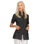 Tunique d'esth�tique noire zip avant manches courtes isacco