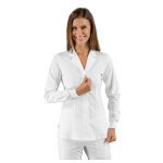 Tunique m�dicale blanche polyester � poignets tricots isacco