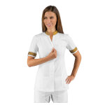 Tunique mtiers de sant blanc et dor col maoisacco