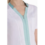 Dyneke veste mdicale femme manches courtes ? blanc avec contrastes verts