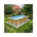 Altanka piscine bois aqua 7. 00 x 3. 75 - h. 1. 45 m avec plage - bleu clair