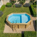 Altanka piscine bois nemo 4. 30 x 3. 00 - h. 1. 24 m avec plage - bleu clair