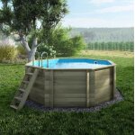 Atlanka piscine bois coral - altanka - 3. 25 m - h. 1. 18 m - sans dalle - bleu clair