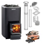 Pack pole  bois sauna harvia m3 + chemine + 2 pack pierre 10 - 15