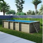 Piscine bois aqua 7. 10 x 3. 75 - h. 1. 45 m - altanka - bleu clair