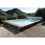 Piscine en bois lina 350 x 1550 x 155 cm - liner beige