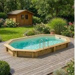 Piscine bois nemo 5. 79 x 3. 49 - h. 1. 45 m - altanka - bleu clair