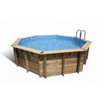 Piscine en bois ocea diam 430 x 120 cm - liner gris