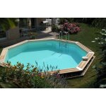 Piscine en bois ocea diam 510 x 120 cm - liner beige