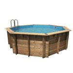 Piscine en bois ocea diam 510 x 120 cm - liner gris