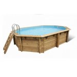 Piscine bois sunwater rect. 300 x 555 x 140 cm - liner bleu