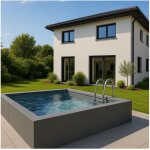 Piscine container en kit artemisia + revêtement extérieur gris Piscine container en kit artemisia + revêtement extérieur gris